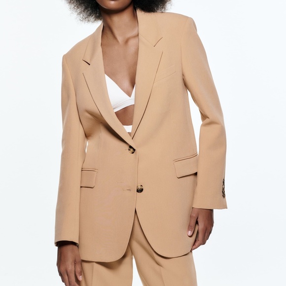 Zara Jackets & Coats Nwt Zara Straight Cut Pocket Blazer Light